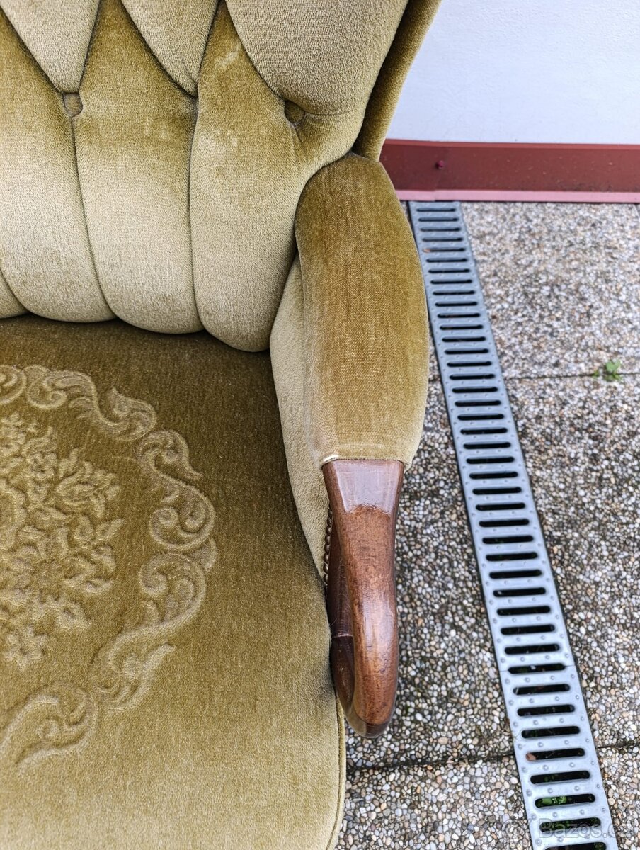 Gauč, sedačka, rustikální nábytek, masív, semiš - 7