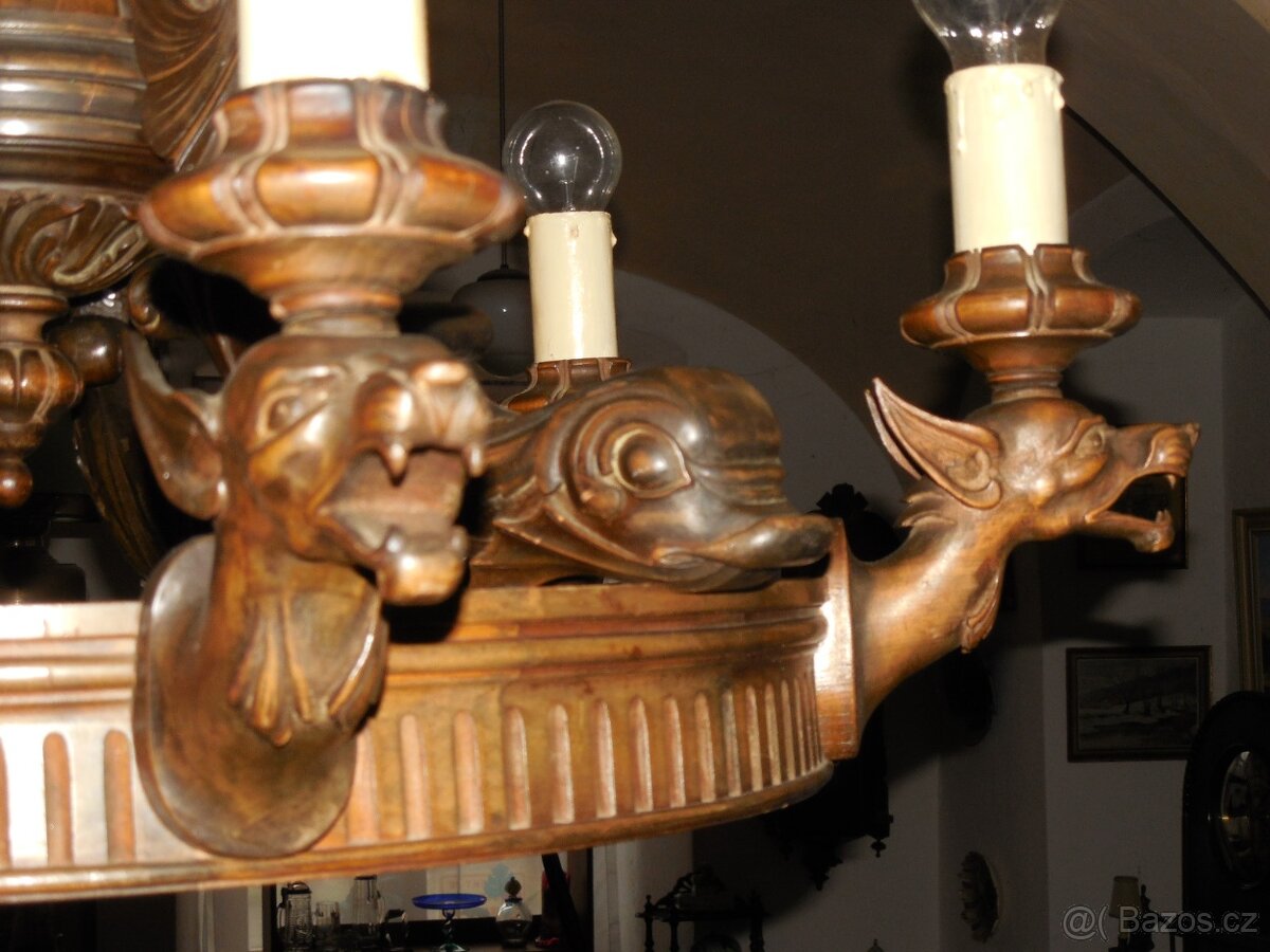 Starožitný lustr draci - 7