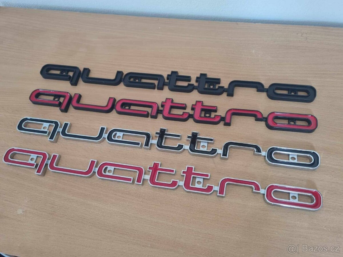 Veľký nápis QUATTRO pre AUDI chrom, čierne, červene. - 7