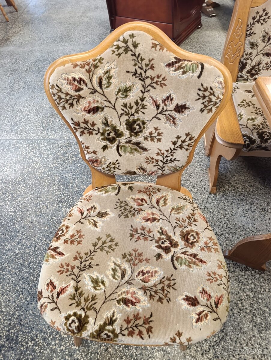 Rustikální jídelní set, stůl, 2 židle, lavice, masív - 7