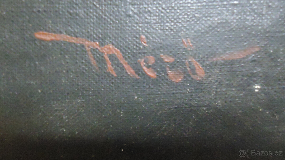 Velký signovaný velmi zachovalý obraz Akt - 7