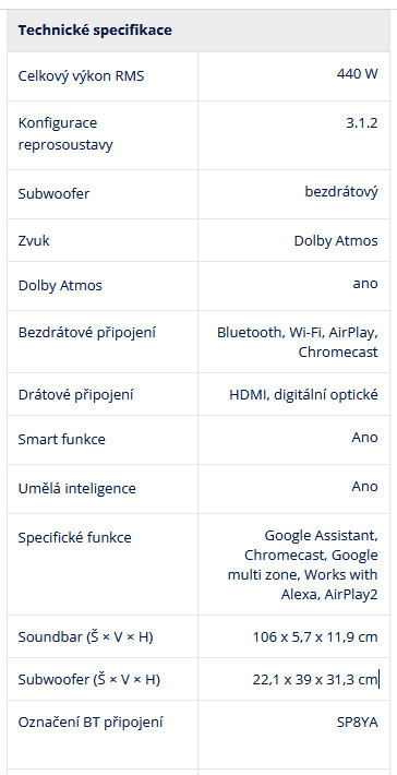 Prodám soundbar LG SP8YA - 7