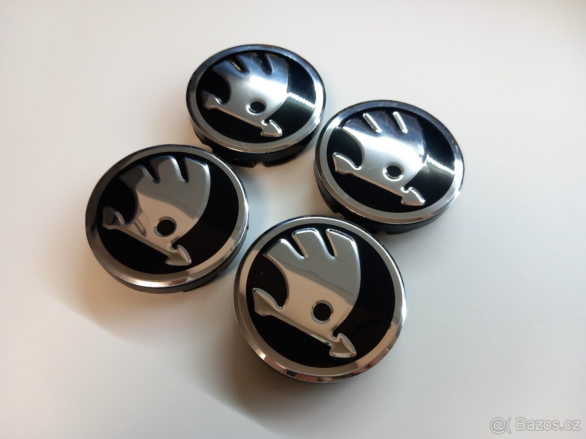Středové krytky Škoda chrom, 56x52mm - 7