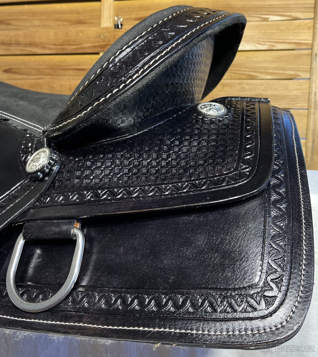 Westernové sedlo 9) černé Basket s úzkou bordurou - 7