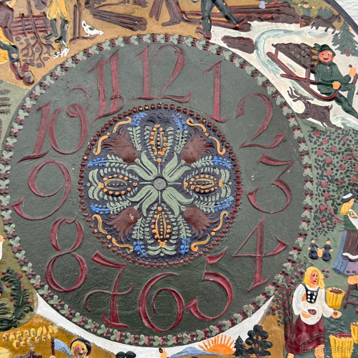 A velký malovaný hodinový ciferník měď - 7