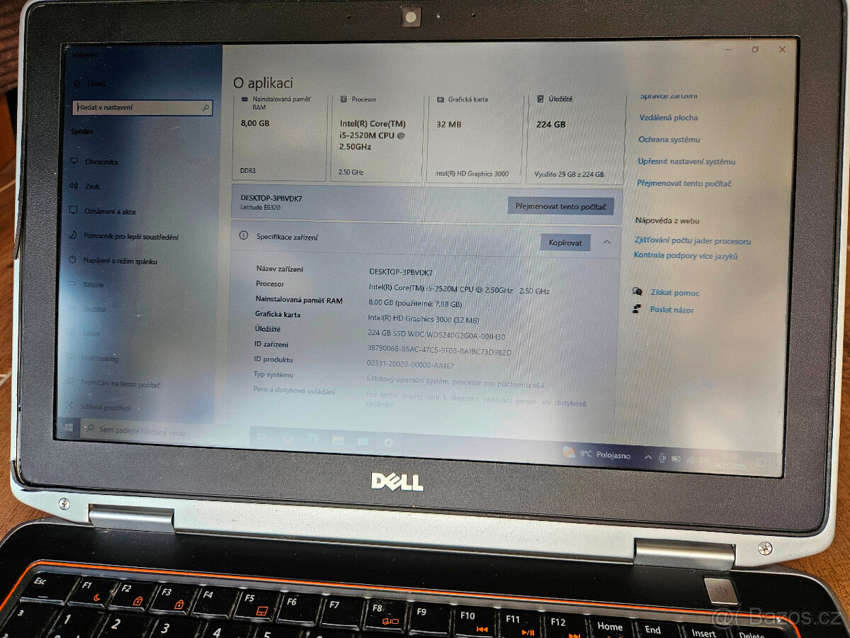 Prodám notebook Dell Latitude E6320 13” - 7