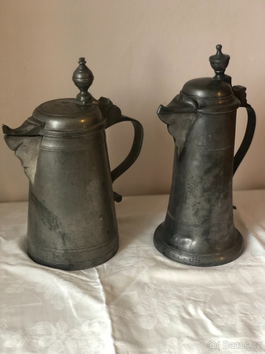 neponičené staré korbely cínové - 7