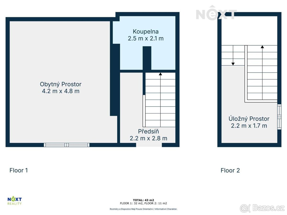 Pronájem byt 1+kk, 32㎡ - 7