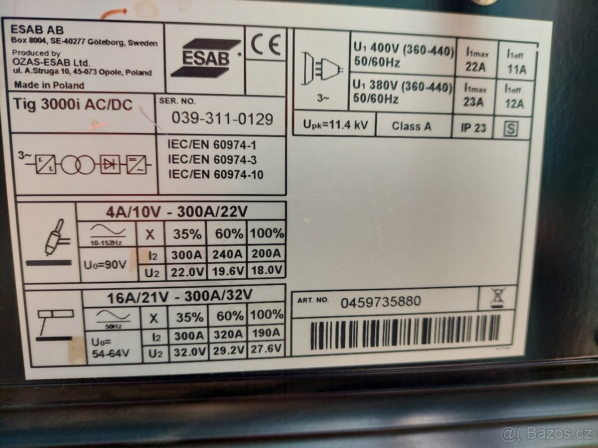 Svářečka Esab Tig 3000i AC/DC - 7