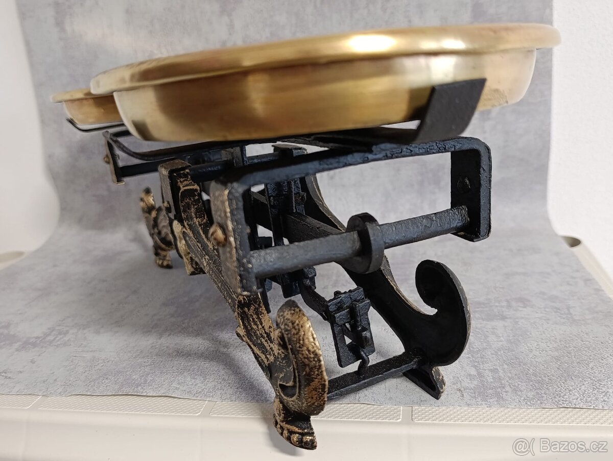 Starožitné dvoumiskové vahy po renovaci. Zaslání jen 60kč - 7