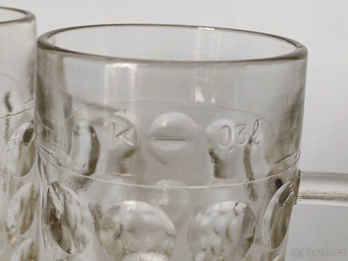 Retro pivní sklenice 0,3 Jiří Brabec, Sklo Union, pošta 75.- - 7