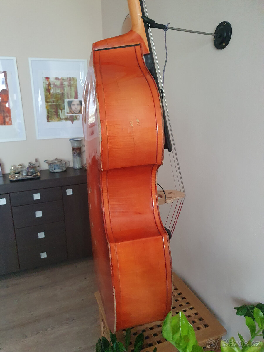 Celomasivní český 3/4 kontrabas, piezo snímač, obal - 7