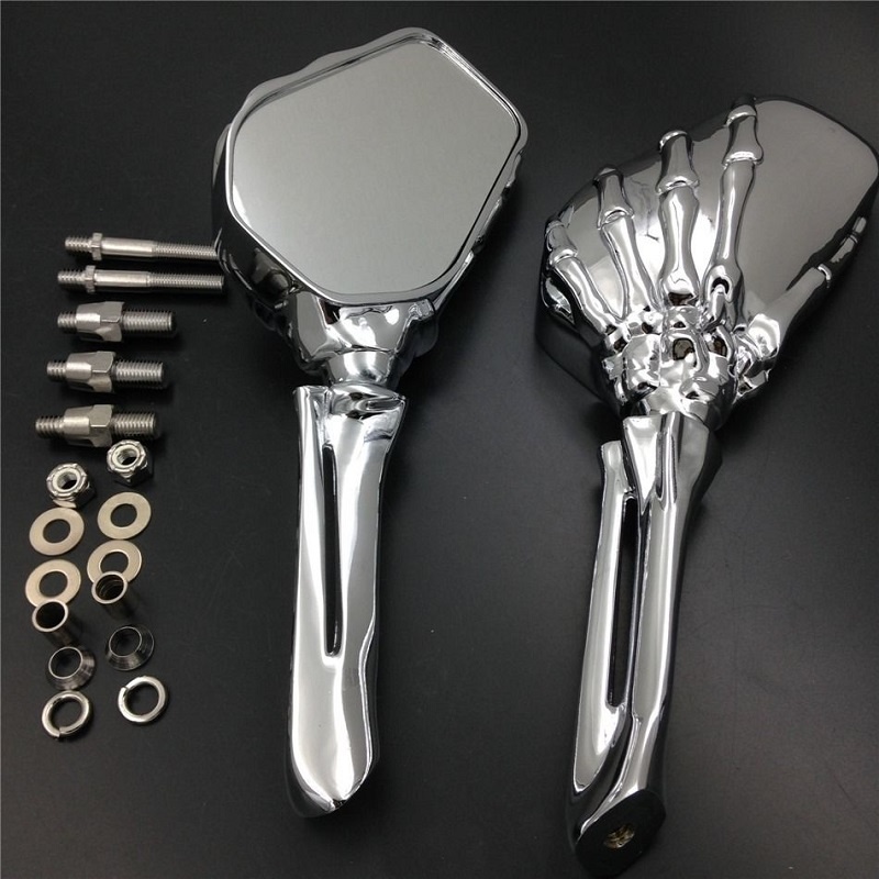 Chrom zrcátka chopper,cruiser Skeleton,těžký masív. - 7