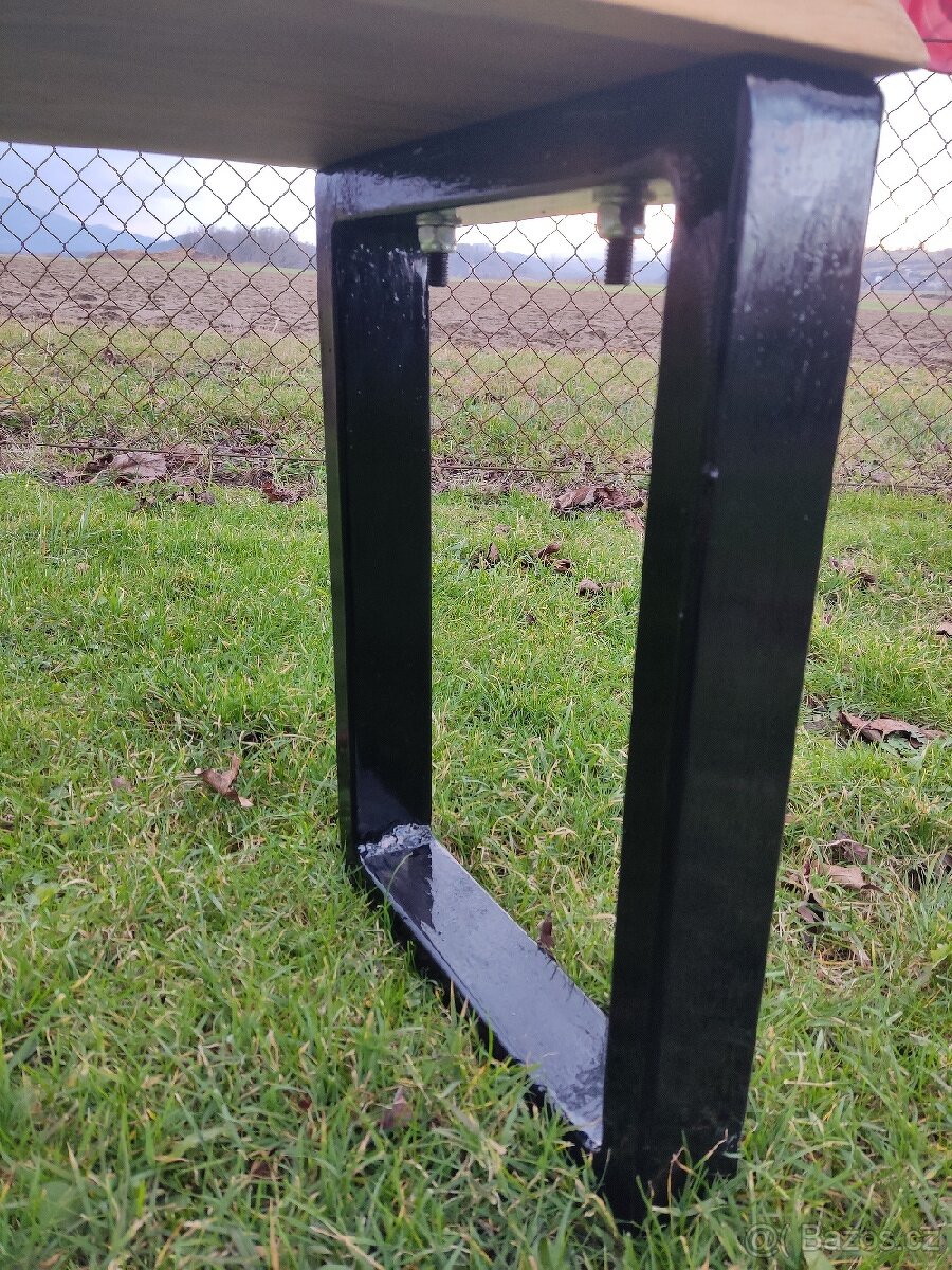 Lavice interier/exterier dřevo dub nohy kov - 7