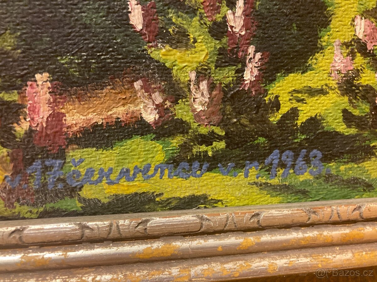 Obraz chaty v lese 120x105 cm Plecháč Prosecký František - 7