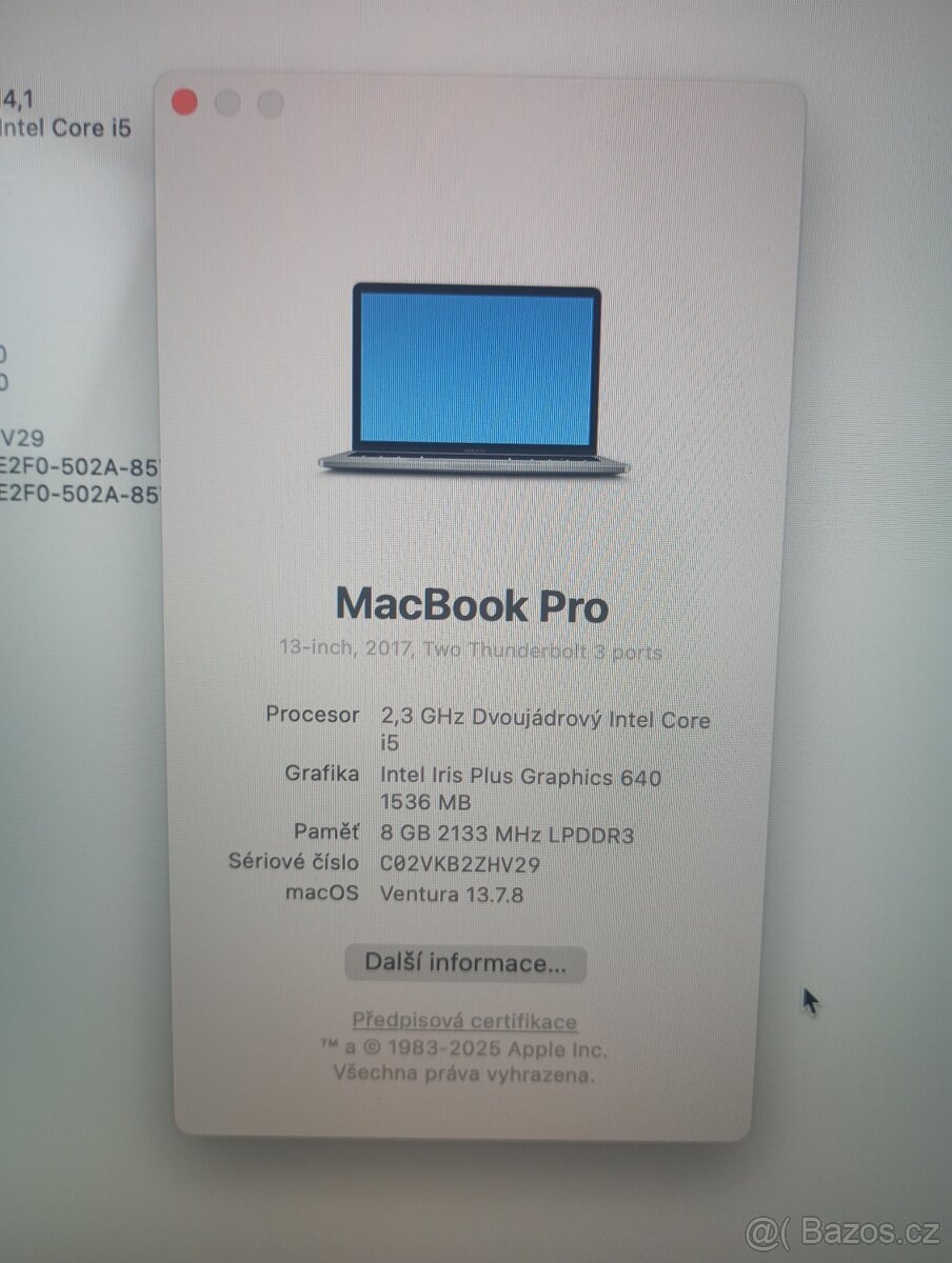 MacBook Pro 13” (2017) – Intel i5 | 8 GB RAM | 256 GB SSD - 7