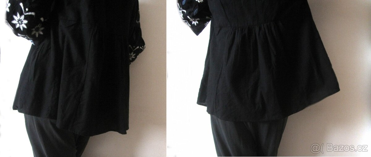 Černý lehký kabátek vyšívaný - 7