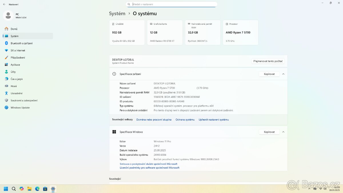 AMD Ryzen 7 5700, 32GB RAM, RX 6700 XT 12GB, 1TB NVMe - 7
