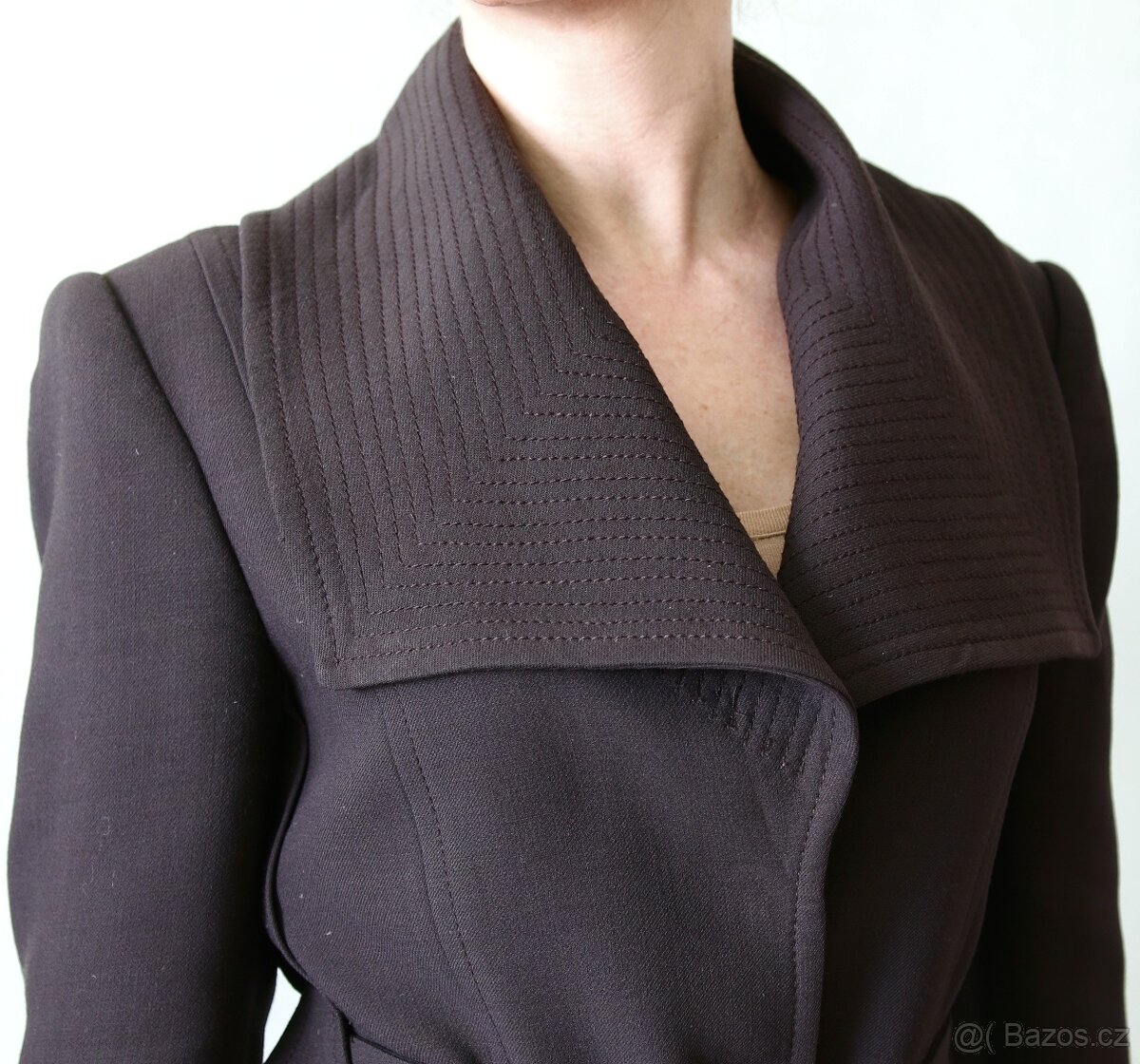 Hnědé kabátkové sáčko Zara vel.M - 7