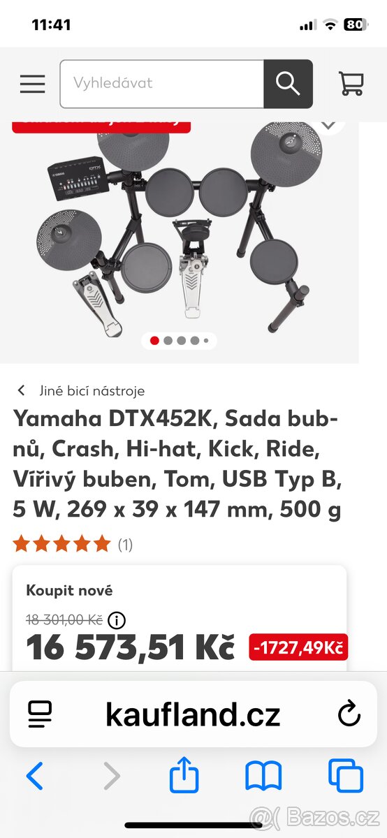 Prodám elektronické bicí Yamaha DTX452K - 7