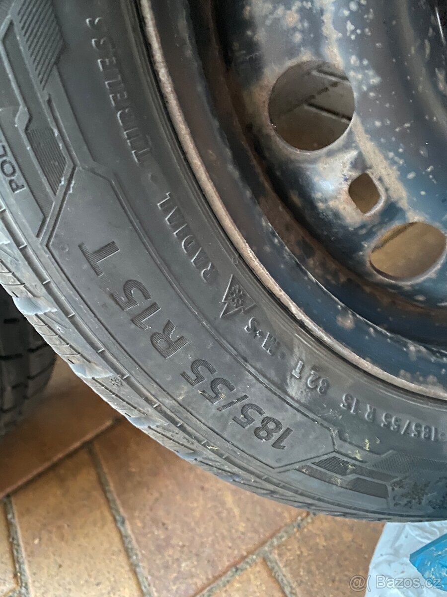 Plechové disky 15” 5x100 a zimní pneu 185/55/R15 - 7