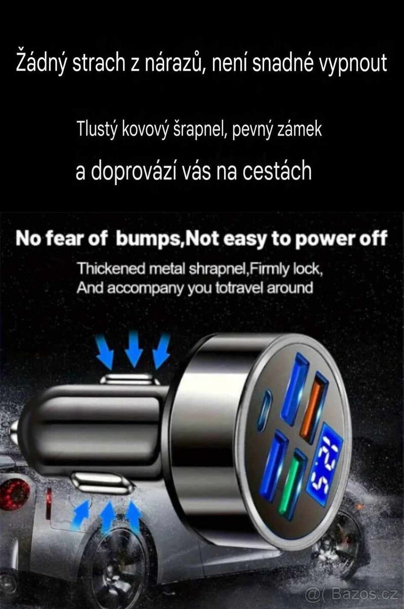 NOVÉ Nabíječka do auta + držák na mobil magnetický - 7