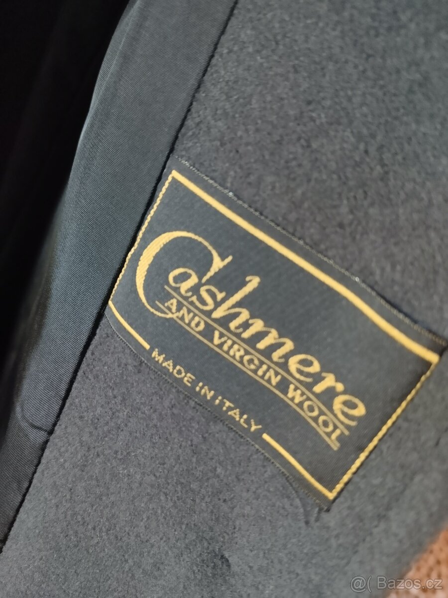 Luxusní dlouhý vlněný zimní kabát s kapucí, V 40/42 - po kot - 7