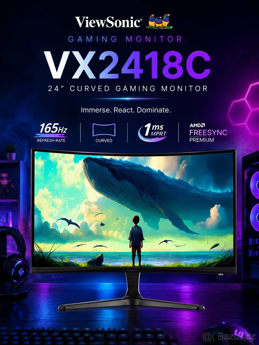 Herní prohnutý 24ˇViewSonic VX2418C Gaming,záruka - 7