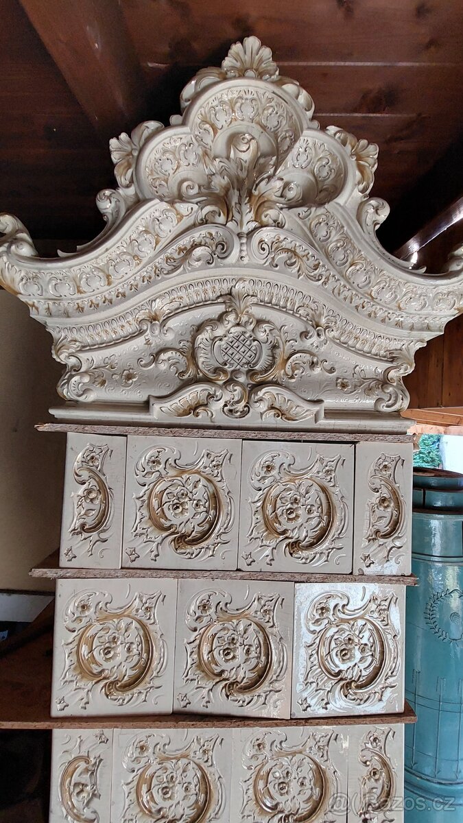 Kachlová kamna , starozitná - 7