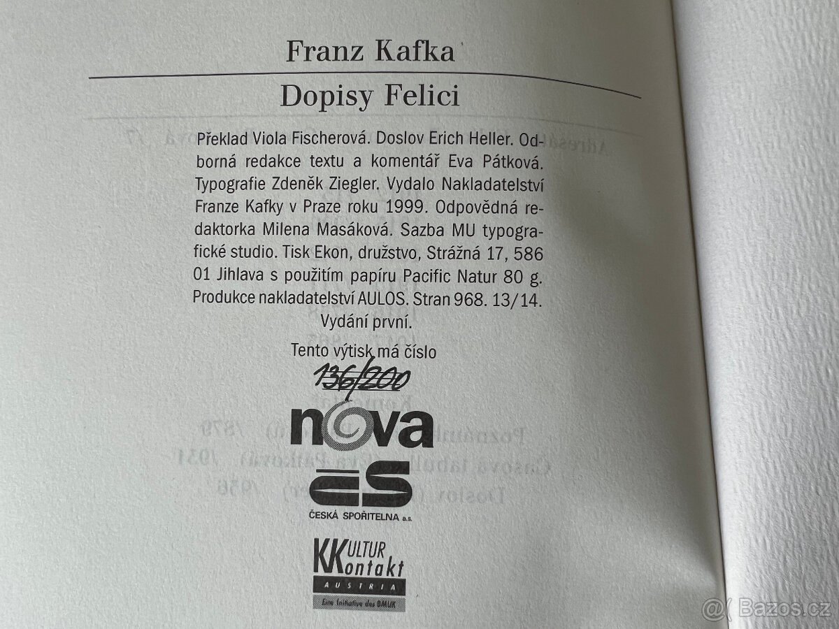 Franz Kafka: Dopisy Felici (číslovaný výtisk) - 7