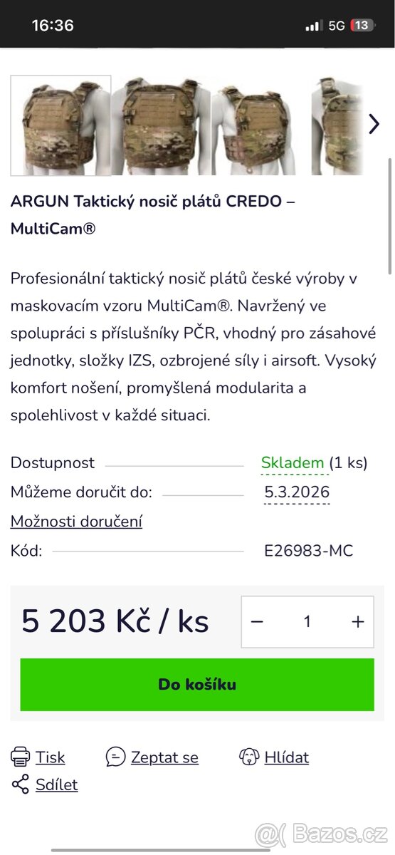 Argun nosič plátů CREDO MULTICAM - 7