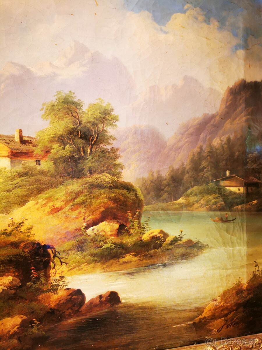 Olej na plátně alpská krajina - 7