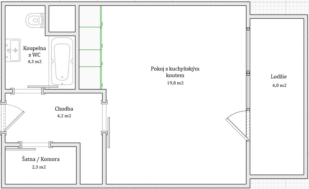Byt 1+kk, Ukrajinská, Brno - 7
