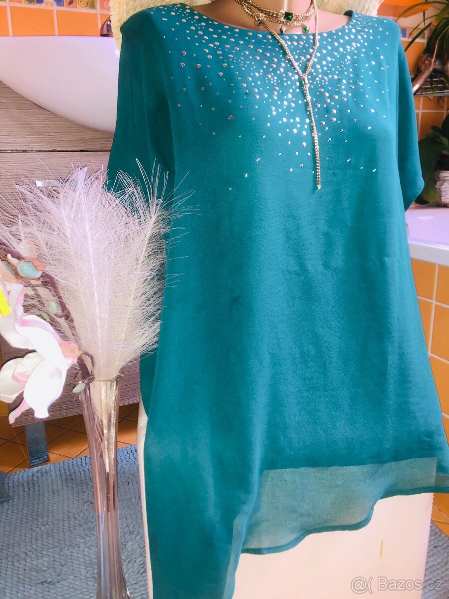 # tunikaXL# spolecenska#halenka #tehotenska# zelena#asymetri - 7