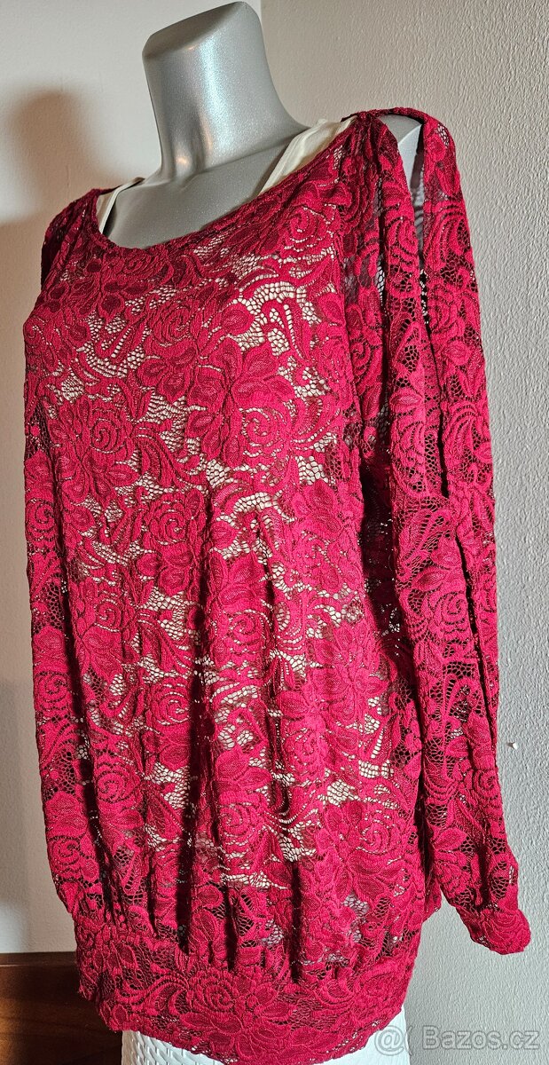 Černá krajková halenka. 54, nová. - 7