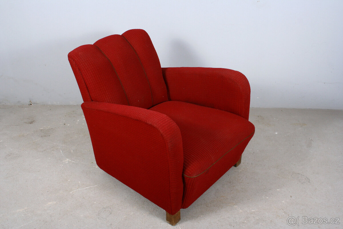 Červené solitérní Křeslo / ARTDECO - 7