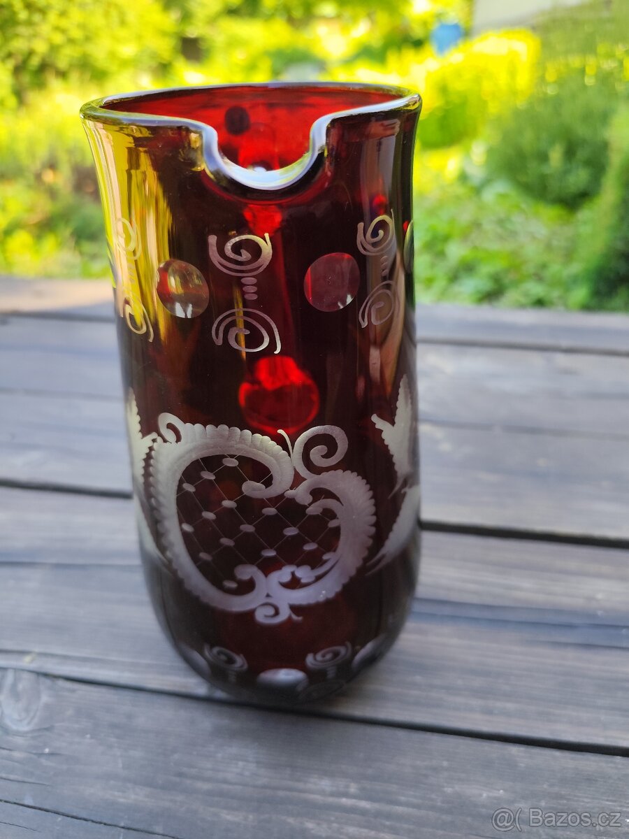Prodám džbán Bohemia Crystal - Egermann, ručně leptaný - 7