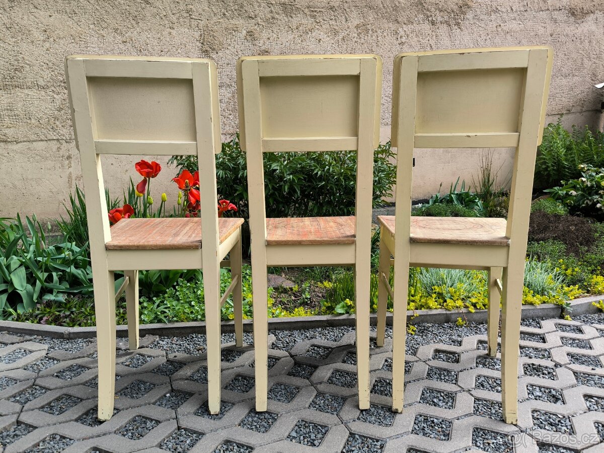 Starožitné kuchyňské selské židle - 30. léta - 7