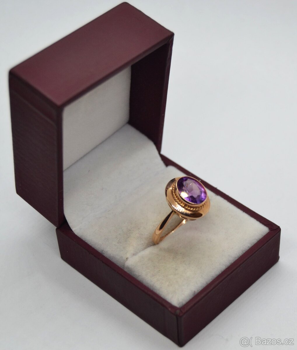 Zlatý prsten s Ametystem - 7