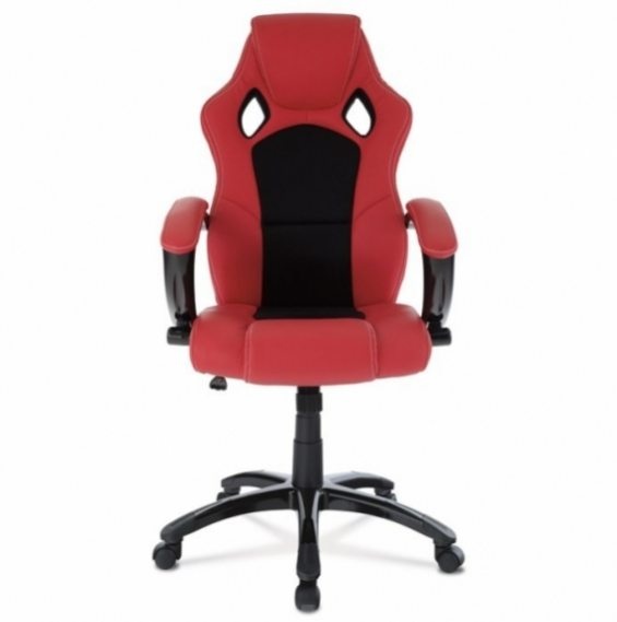 Herní křeslo, kancelářská židle, červená ekokůže, KA-Y157 - 7