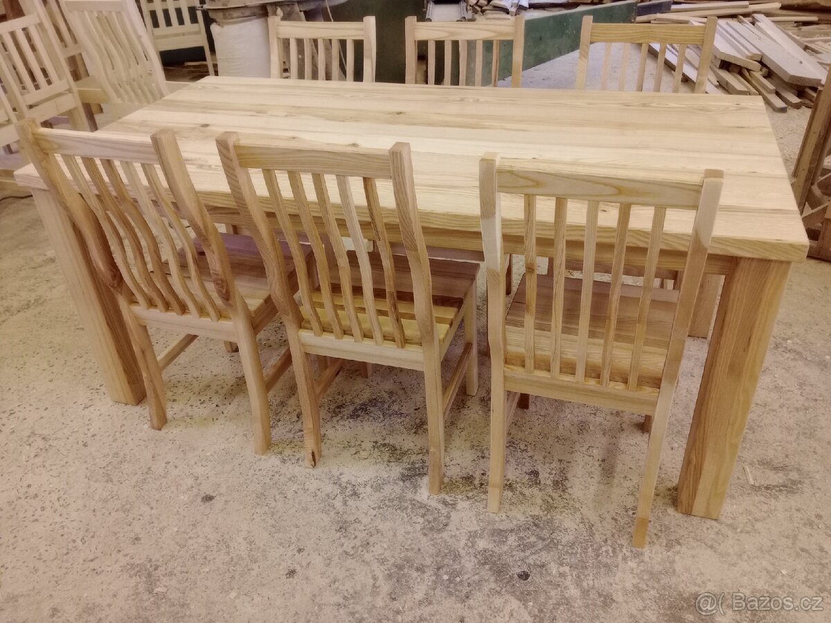 Jídelní stůl a židle masiv jasan set - 7