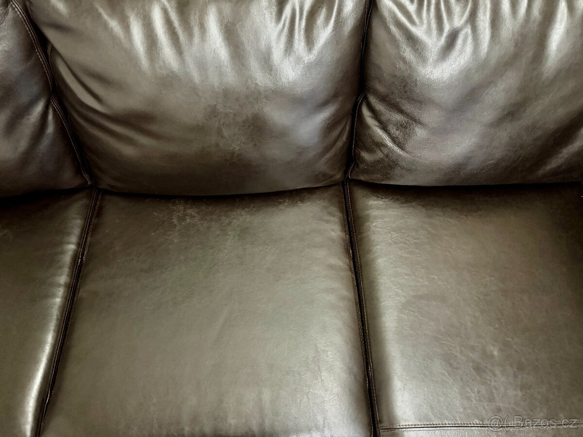 Kožená sedací souprava hnědá - 7
