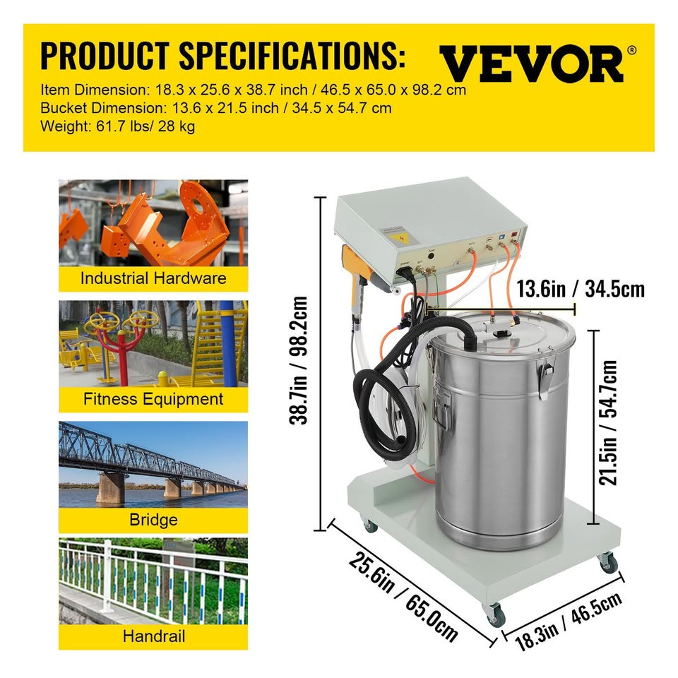 Elektrostatický práškový lakovací stroj Vevor WX-101 - 7
