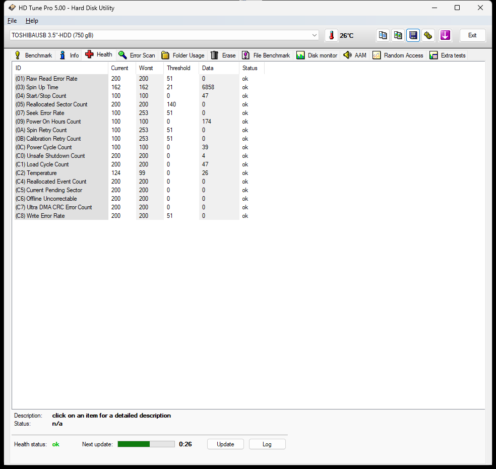 Externí disk 3,5" 750GB, natočeno jen 174 hodin, USB - 7