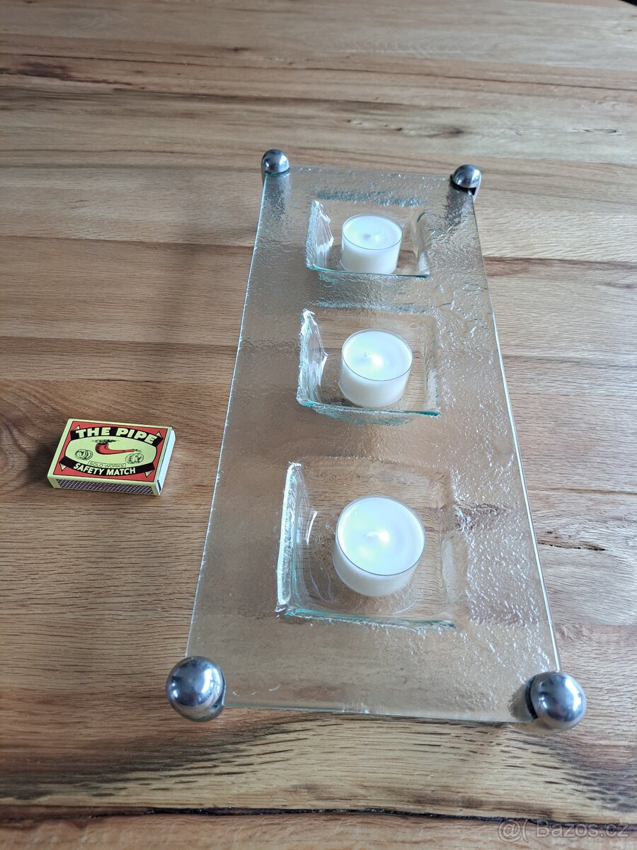 Designové ploché skleněné svícny, 2 ks - levně - 7