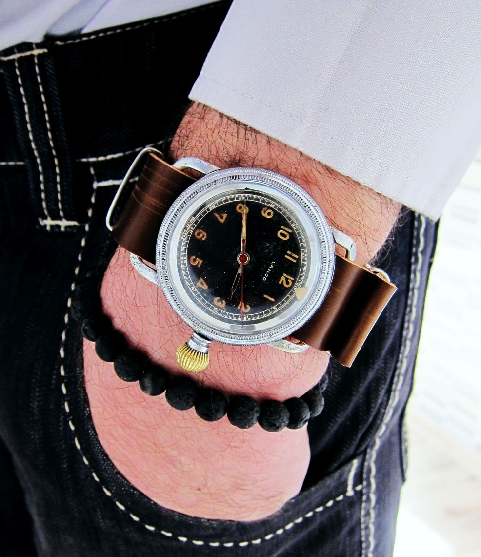 Starožitné švýcarské pilotní letecké hodinky LANCO SPECIAL - 7