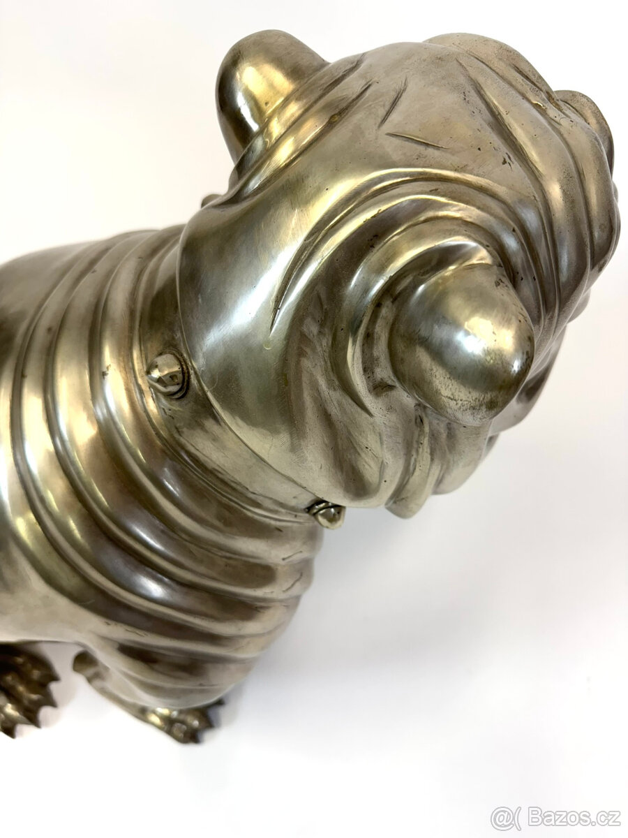 Velká mosazná socha anglického buldoka - RARITA - 7
