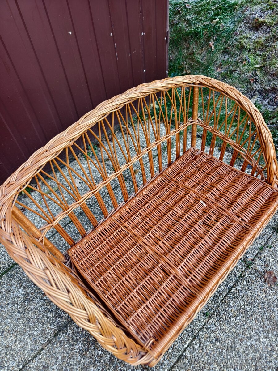 Ratanová /proutěná lavice sedačka s úložným prostorem - 7