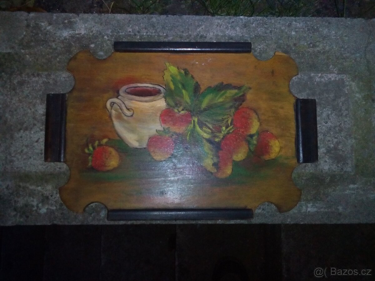 stará malovaná dřevěná dekorace - 7