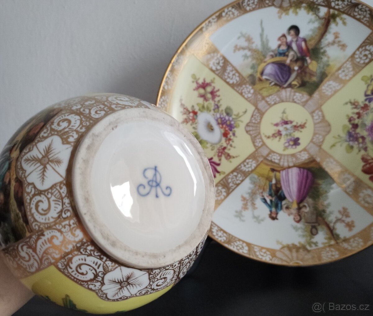 Starožitný ručně malovaný německý porcelán 19. století - 7